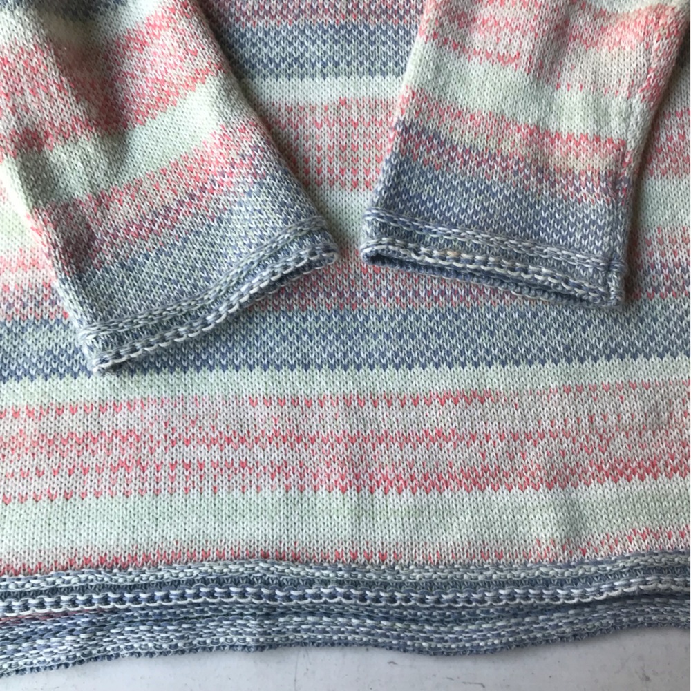 FAHERTY | Striped Multi Color Cotton Knit Pullover Sweater Size L - Picture 7 of 14